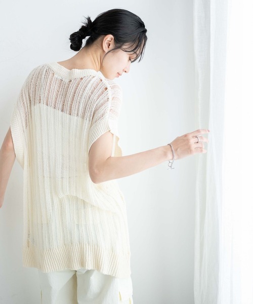 WEGO（ウィゴー）の「WEGO/ルーズメッシュニットベスト（ベスト・レディース・アイボリー/ブラック・FREE）」の13枚目の写真