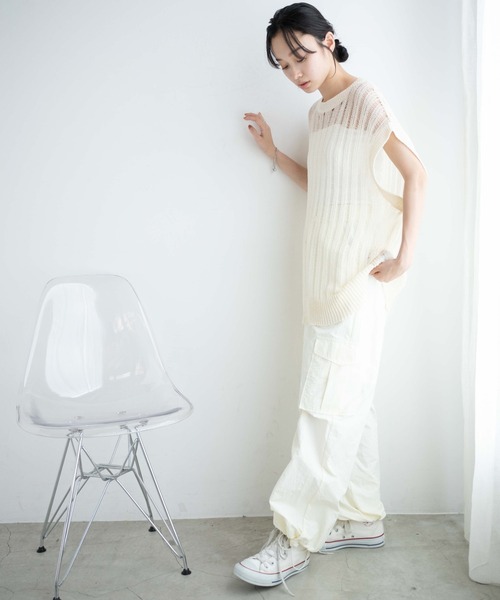 WEGO（ウィゴー）の「WEGO/ルーズメッシュニットベスト（ベスト・レディース・アイボリー/ブラック・FREE）」の9枚目の写真