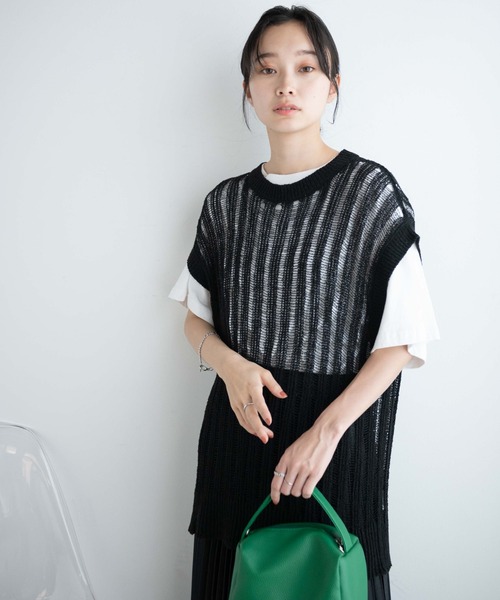 WEGO（ウィゴー）の「WEGO/ルーズメッシュニットベスト（ベスト・レディース・アイボリー/ブラック・FREE）」の21枚目の写真