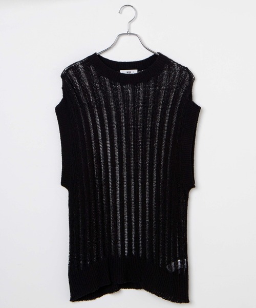 WEGO（ウィゴー）の「WEGO/ルーズメッシュニットベスト（ベスト・レディース・アイボリー/ブラック・FREE）」の4枚目の写真