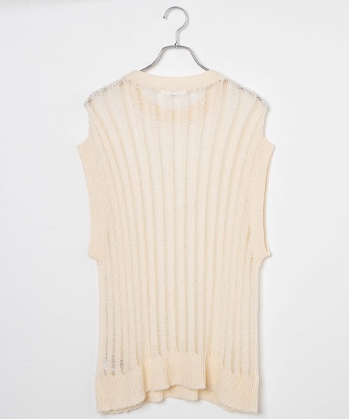 WEGO（ウィゴー）の「WEGO/ルーズメッシュニットベスト（ベスト・レディース・アイボリー/ブラック・FREE）」の7枚目の写真