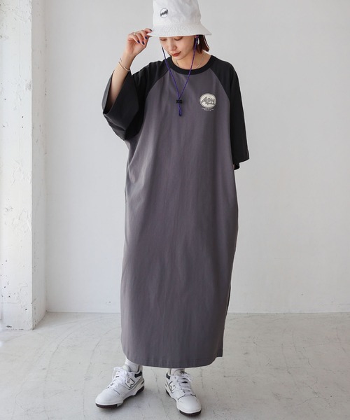 MAISON SPECIAL 68プリント コラボ　半袖ワンピース レースドッキングプリーツワンピース【リサイクルポリエステル