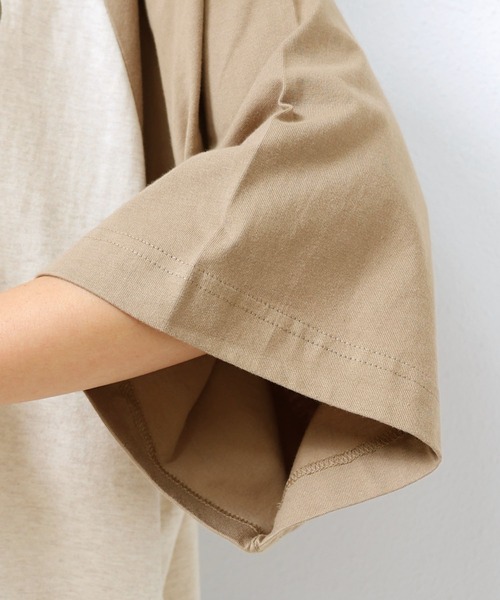 andme（アンドミー）の「配色ラグラン半袖プリントTシャツワンピース（ワンピース・レディース・ブルー/チャコールグレー/グレー/ベージュ・M）」の14枚目の写真