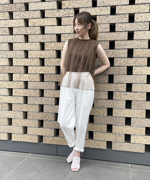 COMME CA MODELS（コムサモデルズ）の「サテン　テーパード　パンツ（その他パンツ・レディース・グリーン/ホワイト・X-SMALL/SMALL/MEDIUM/LARGE/X-LARGE）」の6枚目の写真