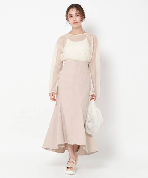 mysty woman（ミスティウーマン）の「メッシュプルオーバー＊ジャガードキャミワンピース　964335（Tシャツ/カットソー・レディース・ブラック/カーキ・FREE）」の16枚目の写真