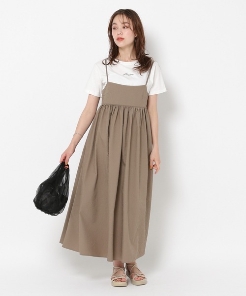 mysty woman（ミスティウーマン）の「メッシュプルオーバー＊ジャガードキャミワンピース　964335（Tシャツ/カットソー・レディース・ブラック/カーキ・FREE）」の5枚目の写真