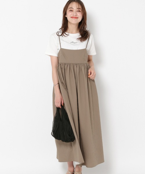 mysty woman（ミスティウーマン）の「メッシュプルオーバー＊ジャガードキャミワンピース　964335（Tシャツ/カットソー・レディース・ブラック/カーキ・FREE）」の3枚目の写真