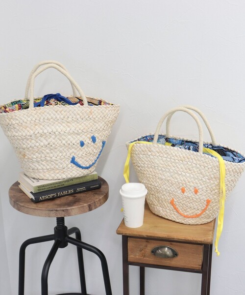 fredy emue（フレディエミュ）の「SMILEYカゴバッグ（かごバッグ・レディース・ブルー/オレンジ・FREE）」の5枚目の写真