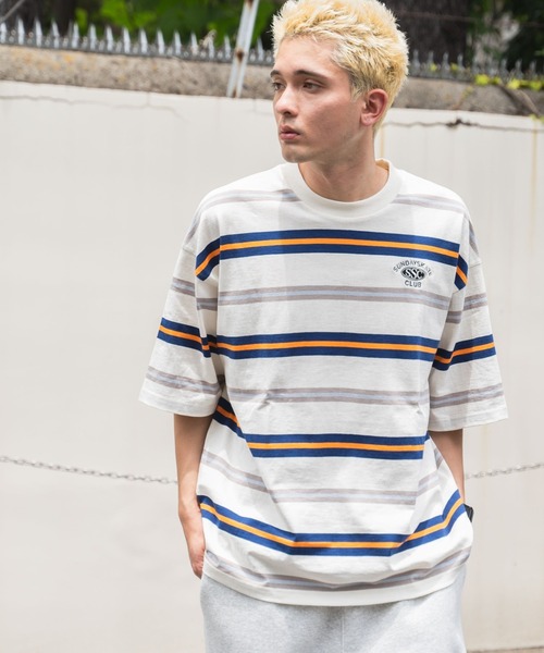 WEGO(ウィゴー)の「WEGO/マルチボーダーワンポイントT(Tシャツ/カットソー・メンズ・ホワイト系その他5/ブラック系その他5/ブルー系その他5・LARGE/MEDIUM)」の2枚目の写真