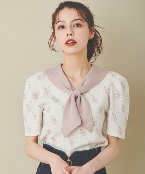 ✨極美品✨ルイ ヴィトン チャーム付き ボウタイ 半袖 ニット ベージュ XS 31 Sons de mode（トランテアン ソン ドゥ モード）の
