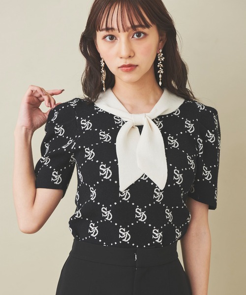 LOUIS VUITTON ボウタイニットトップス シースルー 半袖　S LOUIS VUITTON ボウタイニットトップス シースルー 半袖 S 上品