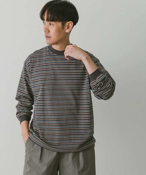 URBAN RESEARCH DOORS（アーバンリサーチドアーズ）の「マルチボーダーロングスリーブTシャツ（Tシャツ/カットソー・メンズ・ブルー系その他/ブラック系その他/グレー系その他・MEDIUM/LARGE）」の9枚目の写真