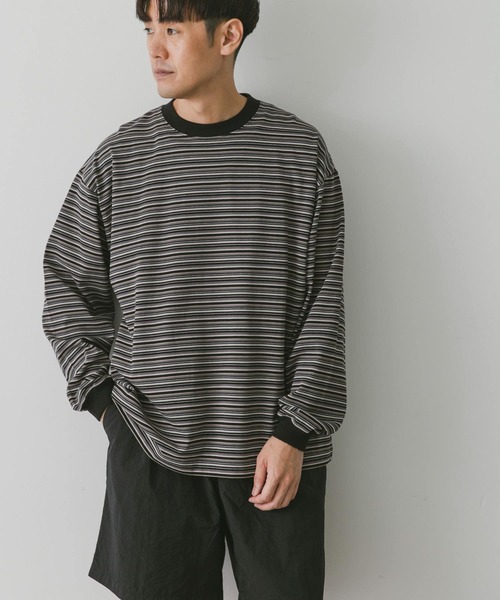 URBAN RESEARCH DOORS（アーバンリサーチドアーズ）の「マルチボーダーロングスリーブTシャツ（Tシャツ/カットソー・メンズ・ブルー系その他/ブラック系その他/グレー系その他・MEDIUM/LARGE）」の16枚目の写真