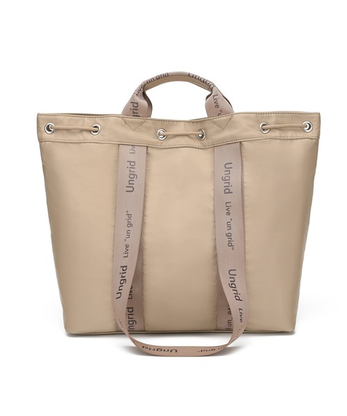 Ungrid（アングリッド）の「【Ungrid/アングリッド】ナイロン ロゴテープ　牛革ハンドル　2WAY 巾着トートバッグ（トートバッグ・レディース・グレイッシュベージュ/ブラック/ブラック系その他/ベージュ/アイボリー・FREE）」の21枚目の写真