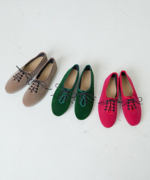 FREAK'S STORE（フリークスストア）の「限定展開　ROVERETO/ロベレート　ベロア レースパンプス（レースアップ/フラットシューズ）（パンプス・レディース・ブラック/ベージュ/グリーン/ピンク・SMALL/MEDIUM/LARGE）」の12枚目の写真