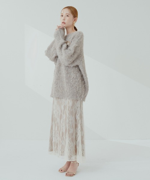 natural couture（ナチュラルクチュール）の「osono長さ変えれるレーススカート（スカート・レディース・ネイビー/ブラック/サックスブルー/オフホワイト/ライトベージュ・FREE）」の4枚目の写真