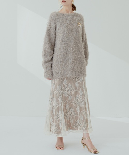 natural couture（ナチュラルクチュール）の「osono長さ変えれるレーススカート（スカート・レディース・ネイビー/ブラック/サックスブルー/オフホワイト/ライトベージュ・FREE）」の17枚目の写真