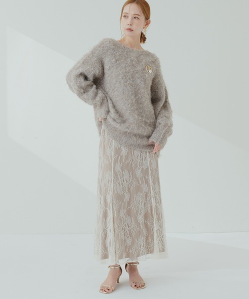 natural couture（ナチュラルクチュール）の「osono長さ変えれるレーススカート（スカート・レディース・ネイビー/ブラック/サックスブルー/オフホワイト/ライトベージュ・FREE）」の18枚目の写真