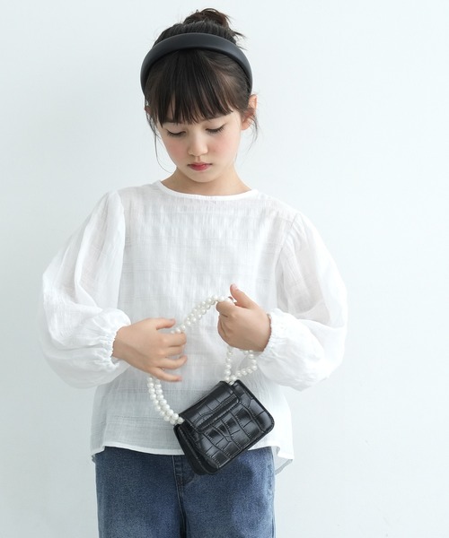 coca(coca)(コカ)の「キッズ ドビー刺繍ブラウス(シャツ/ブラウス・キッズ・ホワイト・110/130/140/120)」の1枚目の写真