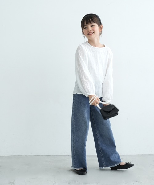 coca(coca)(コカ)の「キッズ ドビー刺繍ブラウス(シャツ/ブラウス・キッズ・ホワイト・110/130/140/120)」の2枚目の写真