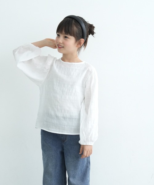 coca(coca)(コカ)の「キッズ ドビー刺繍ブラウス(シャツ/ブラウス・キッズ・ホワイト・110/130/140/120)」の4枚目の写真