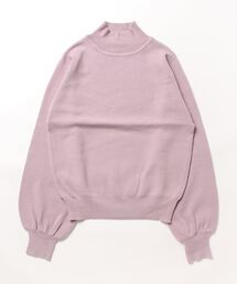 【なめらかカシミヤタッチ】ハイネックボリュームスリーブニットトップス