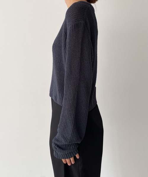 CANAL JEAN（キャナルジーン）の「El mar　リブクロップドニット（ニット/セーター・レディース・ネイビー/ベージュ・ONE SIZE）」の10枚目の写真