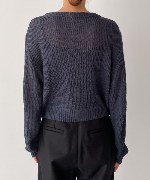 CANAL JEAN（キャナルジーン）の「El mar　リブクロップドニット（ニット/セーター・レディース・ネイビー/ベージュ・ONE SIZE）」の11枚目の写真