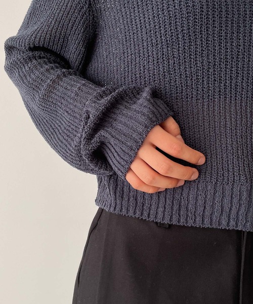 CANAL JEAN（キャナルジーン）の「El mar　リブクロップドニット（ニット/セーター・レディース・ネイビー/ベージュ・ONE SIZE）」の13枚目の写真