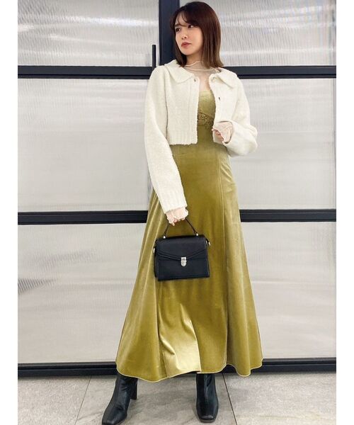 dazzlin（ダズリン）の「ショートブークレカーディガン（カーディガン/ボレロ・レディース・オフホワイト/チャコールグレー/ピンク・FREE）」の9枚目の写真