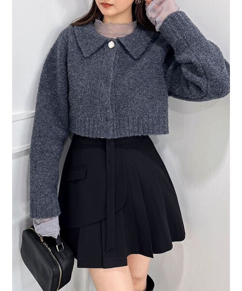 dazzlin（ダズリン）の「ショートブークレカーディガン（カーディガン/ボレロ・レディース・オフホワイト/チャコールグレー/ピンク・FREE）」の12枚目の写真