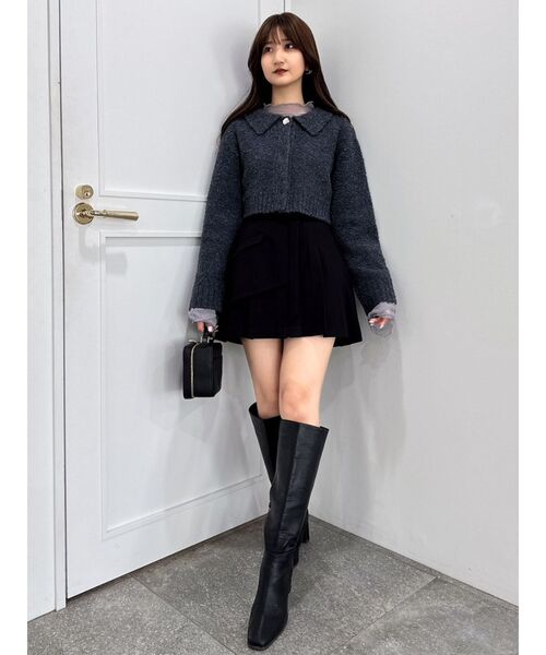 dazzlin（ダズリン）の「ショートブークレカーディガン（カーディガン/ボレロ・レディース・オフホワイト/チャコールグレー/ピンク・FREE）」の13枚目の写真