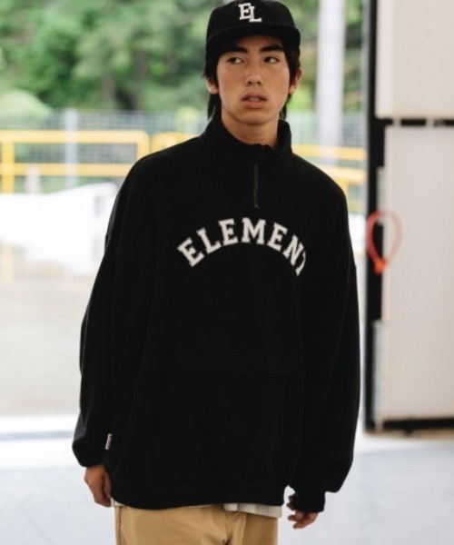 【セール】ELEMENT メンズ UNIV HALF トレーナー 【2023年秋冬モデル】/エレメントアーチブランドロゴヘビーウェイトハーフZIPオーバーサイズトレーナー（スウェット）｜ELEMENT（エレメント）