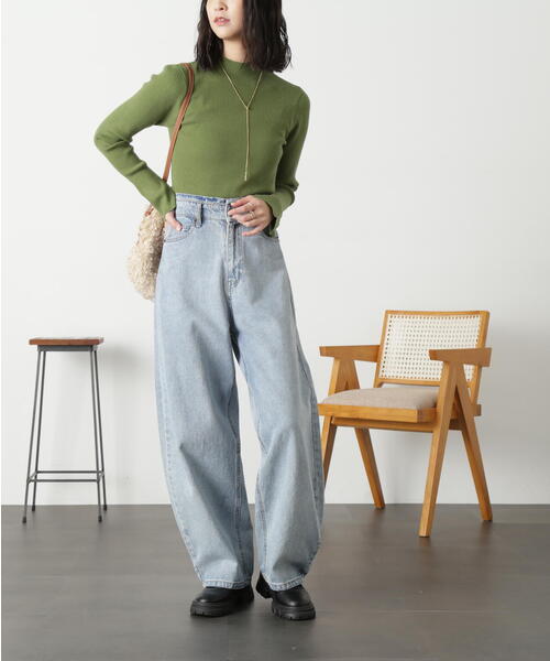 FREE'S MART（フリーズマート）の「◆［洗える］マシンウォッシャブルボトルネックニット（ニット/セーター・レディース・ブラック/ラベンダー/オフホワイト/ホワイト系その他/グリーン・FREE）」の6枚目の写真