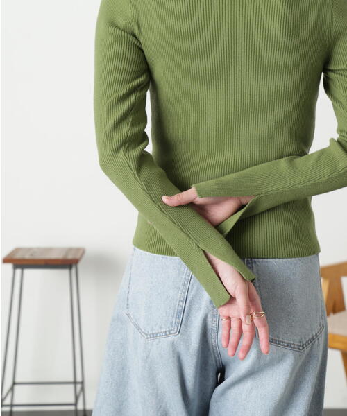 FREE'S MART（フリーズマート）の「◆［洗える］マシンウォッシャブルボトルネックニット（ニット/セーター・レディース・ブラック/ラベンダー/オフホワイト/ホワイト系その他/グリーン・FREE）」の14枚目の写真