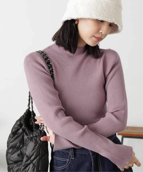 FREE'S MART（フリーズマート）の「◆［洗える］マシンウォッシャブルボトルネックニット（ニット/セーター・レディース・ブラック/ラベンダー/オフホワイト/ホワイト系その他/グリーン・FREE）」の5枚目の写真