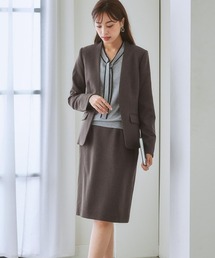 7days Life Styling（セブンデイズライフスタイリング）の「【洗える・ストレッチ】ウール調ノーカラースカートスーツ（スーツセット）」