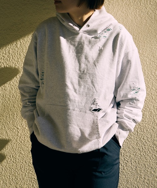 SUNNY SPORTS(サニースポーツ)の「【 GOAT / ゴート 】 worn-out pull hoodie ウォーンアウト プル フーディー パーカー SUY(パーカー・メンズ・オレンジ/ブラック/グレー/ホワイト・LARGE/MEDIUM)」の4枚目の写真