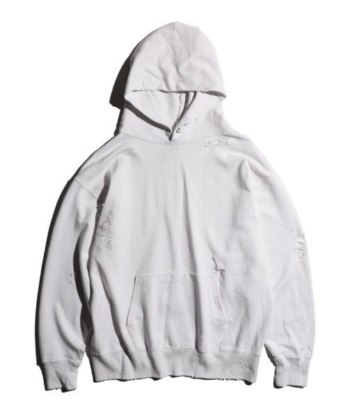 SUNNY SPORTS(サニースポーツ)の「【 GOAT / ゴート 】 worn-out pull hoodie ウォーンアウト プル フーディー パーカー SUY(パーカー・メンズ・オレンジ/ブラック/グレー/ホワイト・LARGE/MEDIUM)」の2枚目の写真