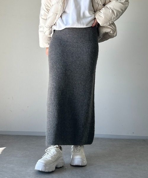 un dix cors（アンディコール）の「畦編みニットスカート（スカート・レディース・チャコールグレー/ライトグレー・FREE）」の8枚目の写真