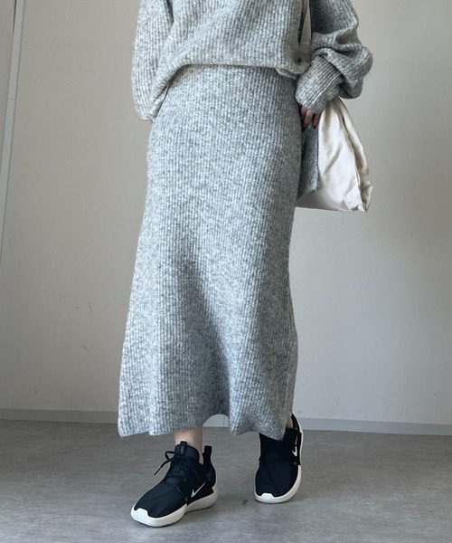 un dix cors（アンディコール）の「畦編みニットスカート（スカート・レディース・チャコールグレー/ライトグレー・FREE）」の14枚目の写真