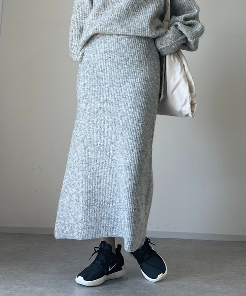 un dix cors（アンディコール）の「畦編みニットスカート（スカート・レディース・チャコールグレー/ライトグレー・FREE）」の15枚目の写真
