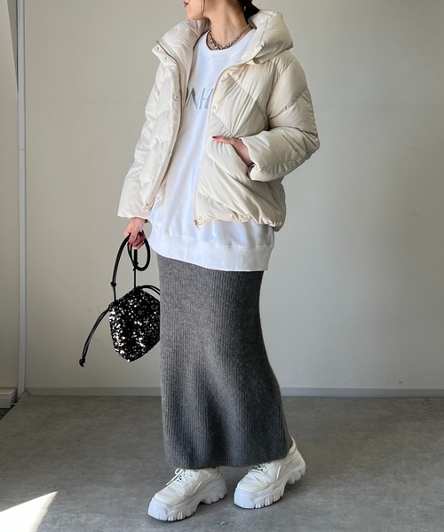 un dix cors（アンディコール）の「畦編みニットスカート（スカート・レディース・チャコールグレー/ライトグレー・FREE）」の9枚目の写真