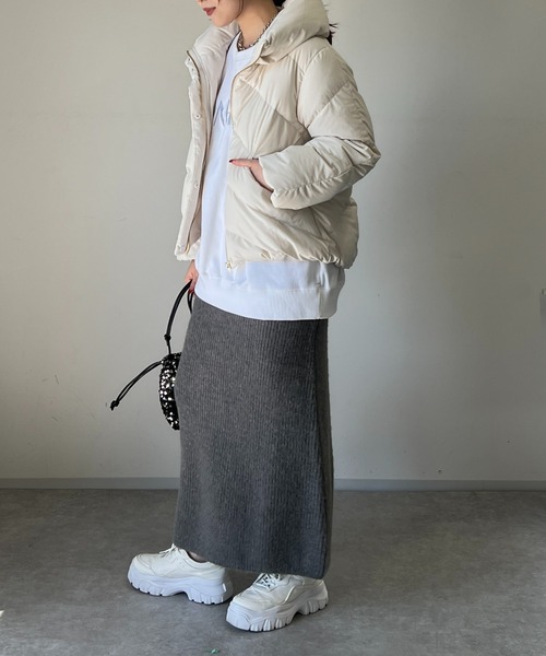 un dix cors（アンディコール）の「畦編みニットスカート（スカート・レディース・チャコールグレー/ライトグレー・FREE）」の10枚目の写真