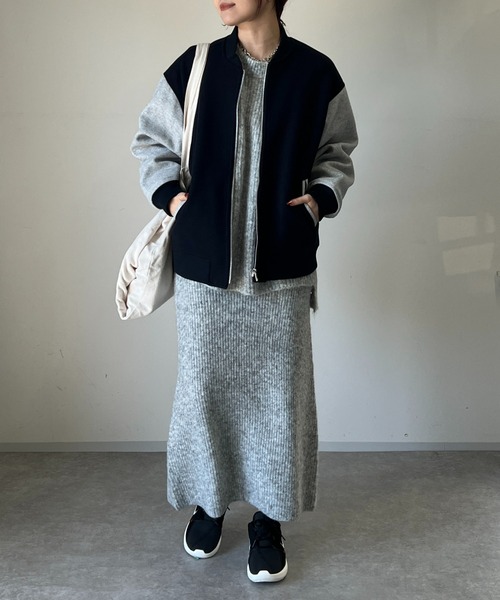 un dix cors（アンディコール）の「畦編みニットスカート（スカート・レディース・チャコールグレー/ライトグレー・FREE）」の20枚目の写真