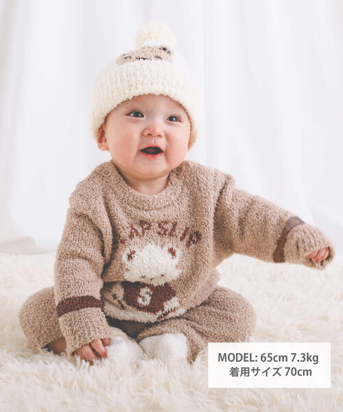 SLAP SLIP BABY(スラップスリップベビー)の「クマイチゴモチーフブークレニットロンパースベビー(70~80cm)(ロンパース・キッズ・ホワイト系その他2/ピンク系その他/オフホワイト/ベージュ・80cm/70cm)」の17枚目の写真