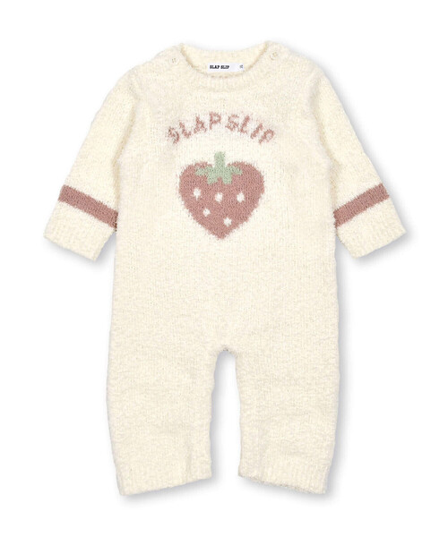 SLAP SLIP BABY(スラップスリップベビー)の「クマイチゴモチーフブークレニットロンパースベビー(70~80cm)(ロンパース・キッズ・ホワイト系その他2/ピンク系その他/オフホワイト/ベージュ・80cm/70cm)」の9枚目の写真