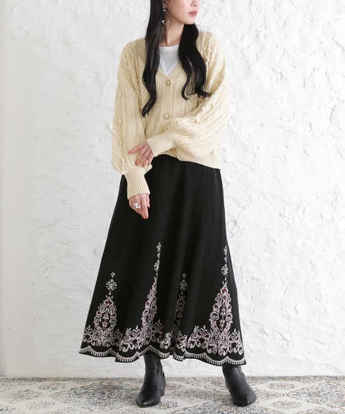 osharewalker（オシャレウォーカー）の「【廃盤】『モチーフ柄ニットジャカードスカート』（スカート・レディース・ブラック・2/1）」の5枚目の写真