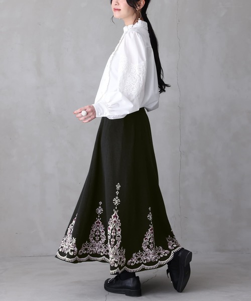 osharewalker（オシャレウォーカー）の「【廃盤】『モチーフ柄ニットジャカードスカート』（スカート・レディース・ブラック・2/1）」の11枚目の写真