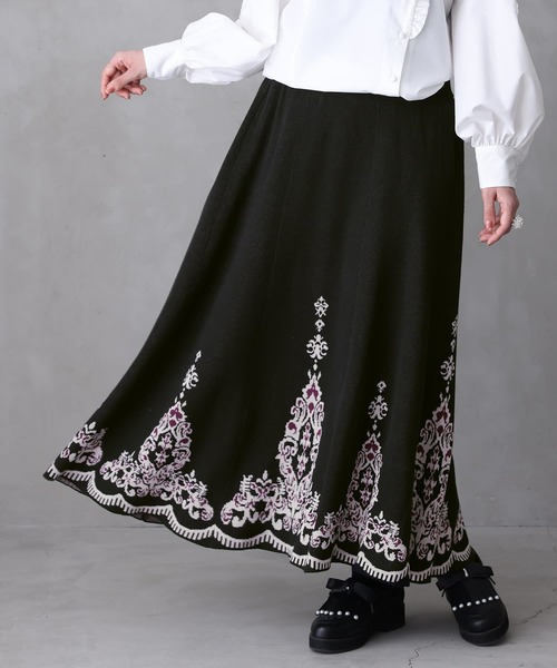 osharewalker（オシャレウォーカー）の「【廃盤】『モチーフ柄ニットジャカードスカート』（スカート・レディース・ブラック・2/1）」の8枚目の写真